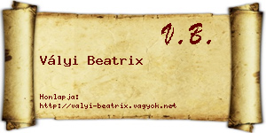 Vályi Beatrix névjegykártya